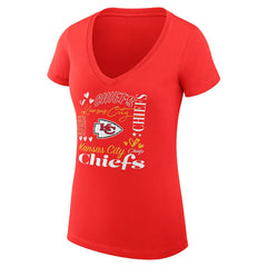 Kansas City Chiefs G-III 4Her by Carl Banks Women's Super-Slim Fit Lightweight Collage Team V-Neck T-Shirt - Red cheap