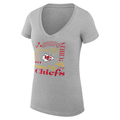 Kansas City Chiefs G-III 4Her by Carl Banks Women's Super-Slim Fit Lightweight Collage Team V-Neck T-Shirt - Heather Gray cheap
