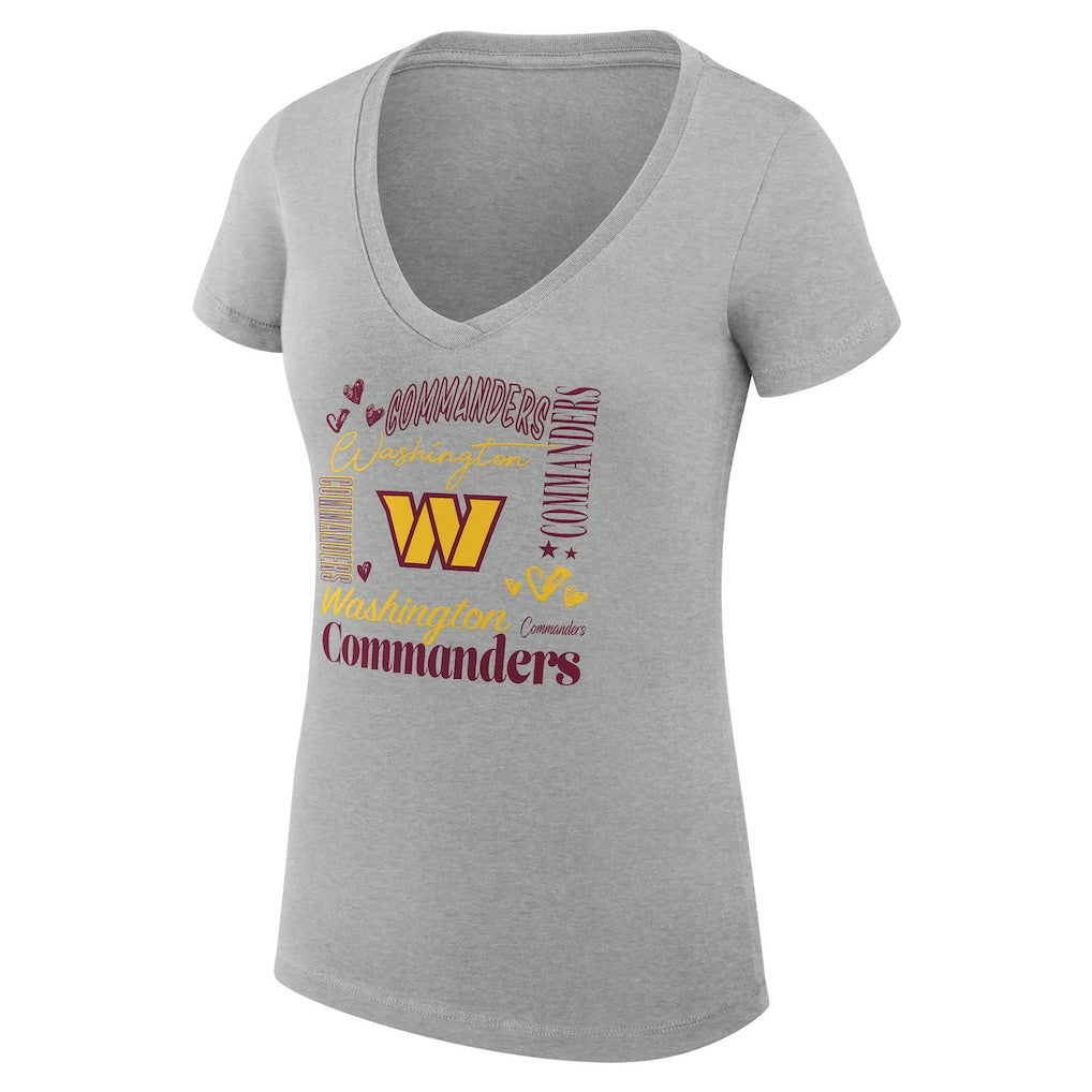 Washington Commanders G-III 4Her by Carl Banks Women's Super-Slim Fit Lightweight Collage Team V-Neck T-Shirt - Heather Gray cheap