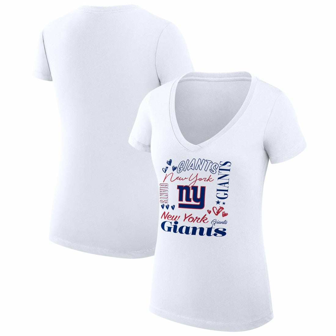 New York Giants G-III 4Her by Carl Banks Women's Super-Slim Fit Lightweight Collage Team V-Neck T-Shirt - White discount