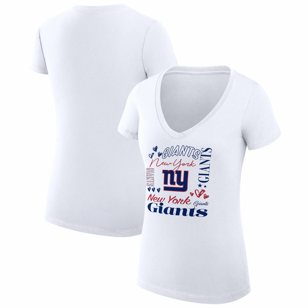 New York Giants G-III 4Her by Carl Banks Women's Super-Slim Fit Lightweight Collage Team V-Neck T-Shirt - White discount