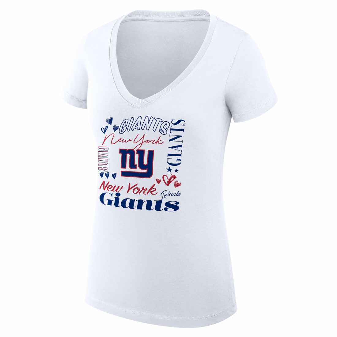 New York Giants G-III 4Her by Carl Banks Women's Super-Slim Fit Lightweight Collage Team V-Neck T-Shirt - White discount