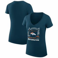 Denver Broncos G-III 4Her by Carl Banks Women's Super-Slim Fit Lightweight Collage Team V-Neck T-Shirt - Navy cheap