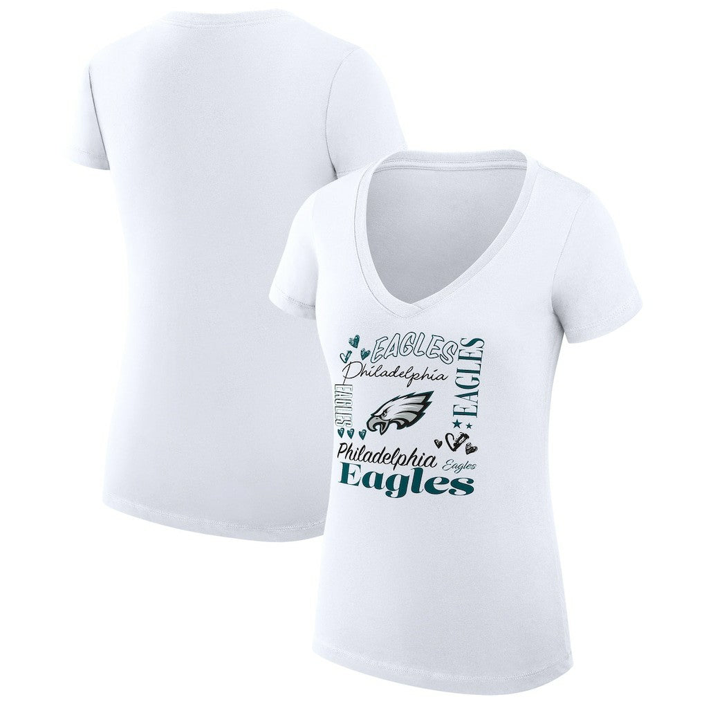 Philadelphia Eagles G-III 4Her by Carl Banks Women's Super-Slim Fit Lightweight Collage Team V-Neck T-Shirt - White online