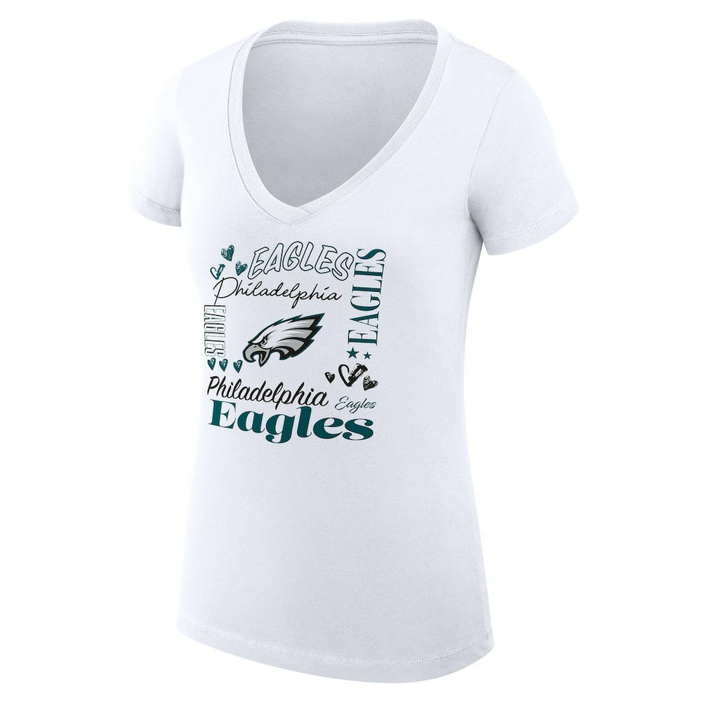 Philadelphia Eagles G-III 4Her by Carl Banks Women's Super-Slim Fit Lightweight Collage Team V-Neck T-Shirt - White online