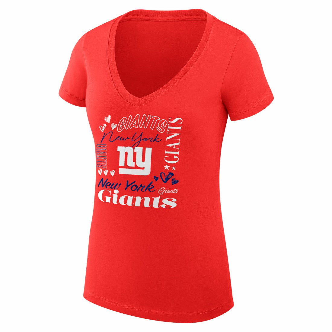 New York Giants G-III 4Her by Carl Banks Women's Super-Slim Fit Lightweight Collage Team V-Neck T-Shirt - Red on sale