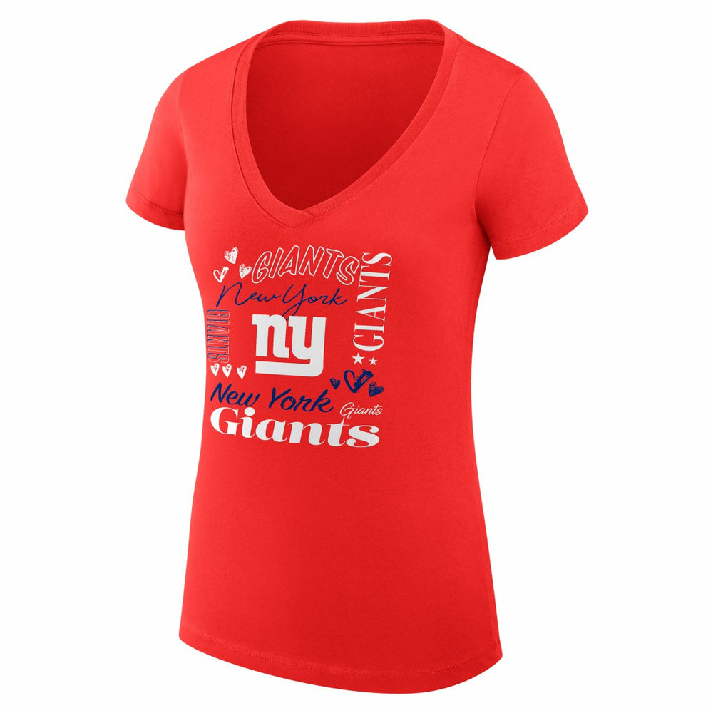 New York Giants G-III 4Her by Carl Banks Women's Super-Slim Fit Lightweight Collage Team V-Neck T-Shirt - Red on sale