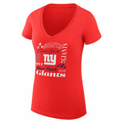 New York Giants G-III 4Her by Carl Banks Women's Super-Slim Fit Lightweight Collage Team V-Neck T-Shirt - Red on sale