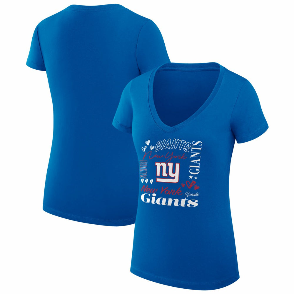 New York Giants G-III 4Her by Carl Banks Women's Super-Slim Fit Lightweight Collage Team V-Neck T-Shirt - Royal on sale