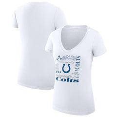 Indianapolis Colts G-III 4Her by Carl Banks Women's Super-Slim Fit Lightweight Collage Team V-Neck T-Shirt - White outlet