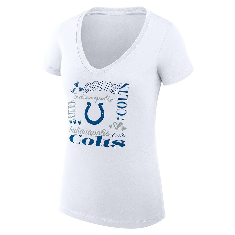 Indianapolis Colts G-III 4Her by Carl Banks Women's Super-Slim Fit Lightweight Collage Team V-Neck T-Shirt - White outlet