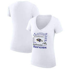 Baltimore Ravens G-III 4Her by Carl Banks Women's Super-Slim Fit Lightweight Collage Team V-Neck T-Shirt - White discount