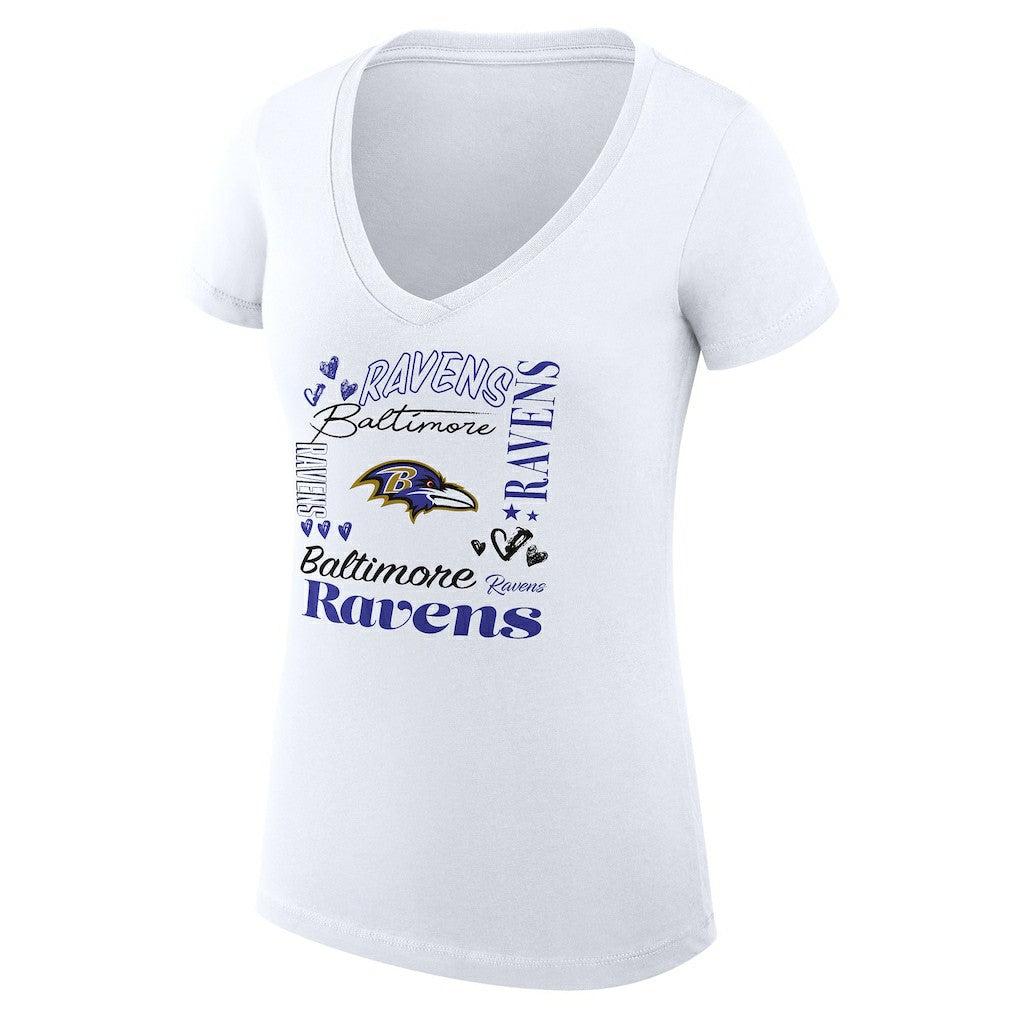 Baltimore Ravens G-III 4Her by Carl Banks Women's Super-Slim Fit Lightweight Collage Team V-Neck T-Shirt - White discount