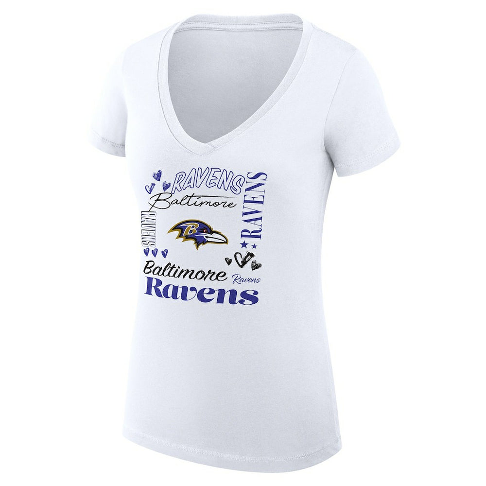 Baltimore Ravens G-III 4Her by Carl Banks Women's Super-Slim Fit Lightweight Collage Team V-Neck T-Shirt - White discount