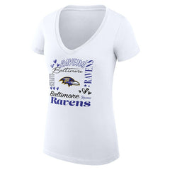 Baltimore Ravens G-III 4Her by Carl Banks Women's Super-Slim Fit Lightweight Collage Team V-Neck T-Shirt - White discount