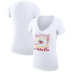 Kansas City Chiefs G-III 4Her by Carl Banks Women's Super-Slim Fit Lightweight Collage Team V-Neck T-Shirt - White sale