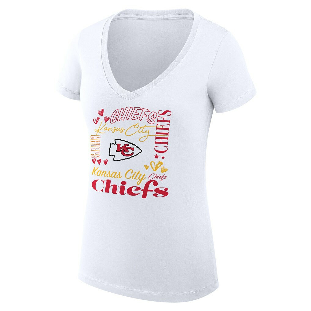 Kansas City Chiefs G-III 4Her by Carl Banks Women's Super-Slim Fit Lightweight Collage Team V-Neck T-Shirt - White sale