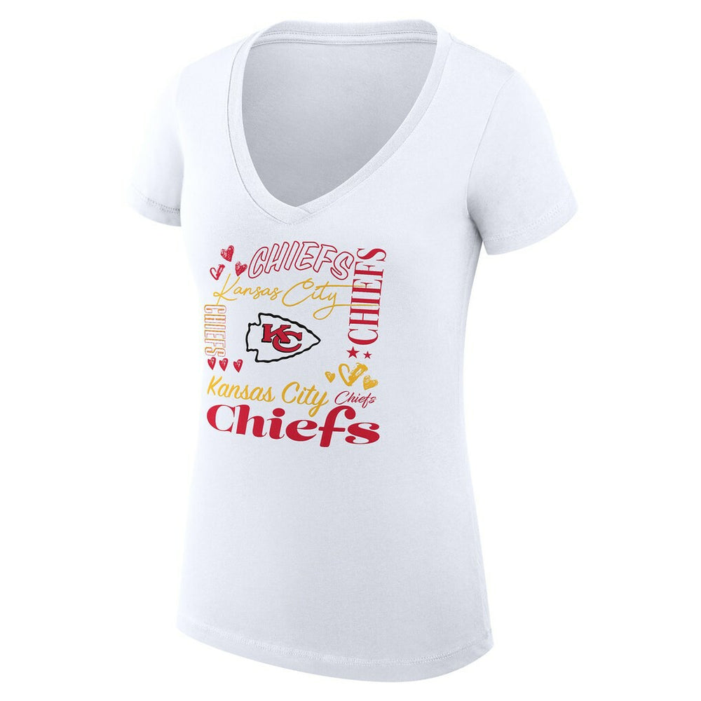 Kansas City Chiefs G-III 4Her by Carl Banks Women's Super-Slim Fit Lightweight Collage Team V-Neck T-Shirt - White sale