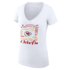 Kansas City Chiefs G-III 4Her by Carl Banks Women's Super-Slim Fit Lightweight Collage Team V-Neck T-Shirt - White sale