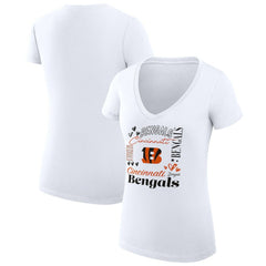 Cincinnati Bengals G-III 4Her by Carl Banks Women's Super-Slim Fit Lightweight Collage Team V-Neck T-Shirt - White on sale
