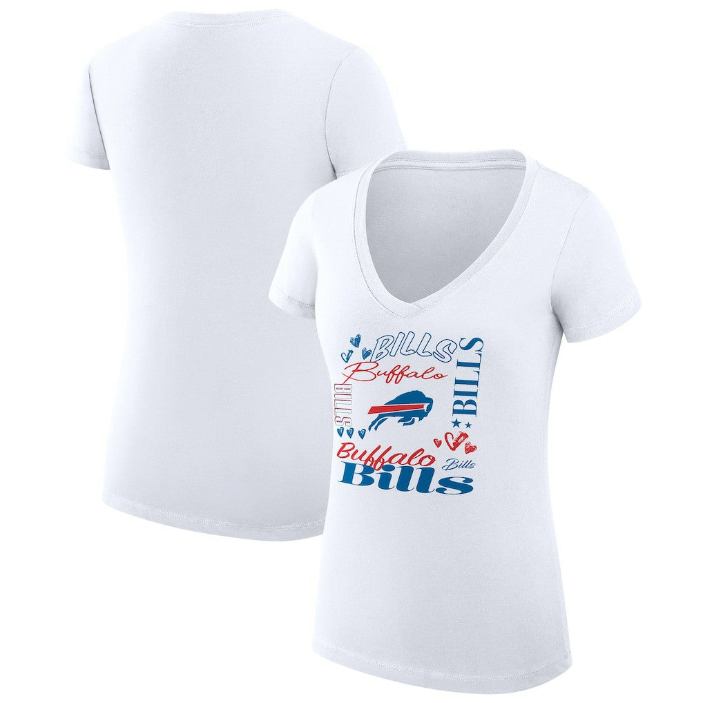 Buffalo Bills G-III 4Her by Carl Banks Women's Super-Slim Fit Lightweight Collage Team V-Neck T-Shirt - White cheap