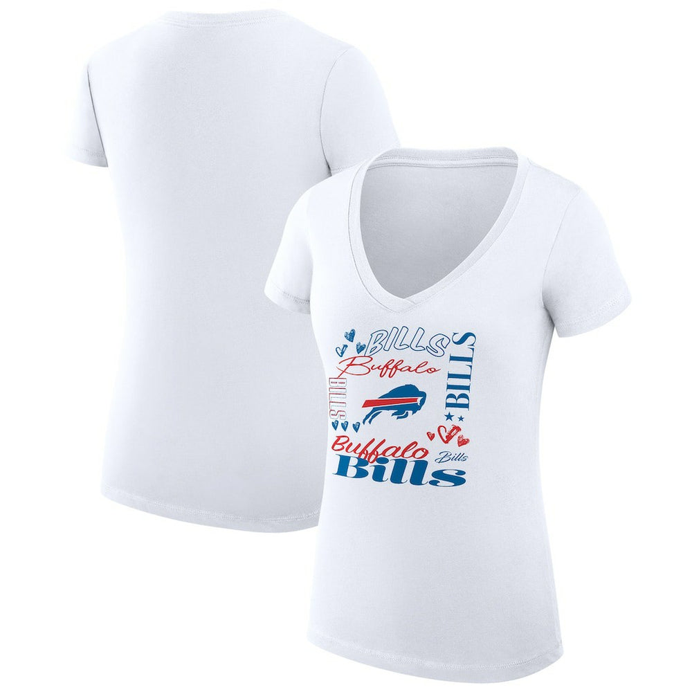 Buffalo Bills G-III 4Her by Carl Banks Women's Super-Slim Fit Lightweight Collage Team V-Neck T-Shirt - White cheap