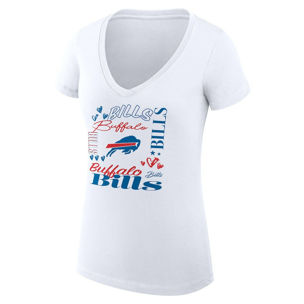 Buffalo Bills G-III 4Her by Carl Banks Women's Super-Slim Fit Lightweight Collage Team V-Neck T-Shirt - White cheap