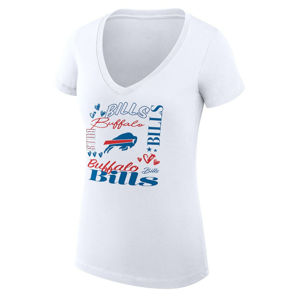 Buffalo Bills G-III 4Her by Carl Banks Women's Super-Slim Fit Lightweight Collage Team V-Neck T-Shirt - White cheap