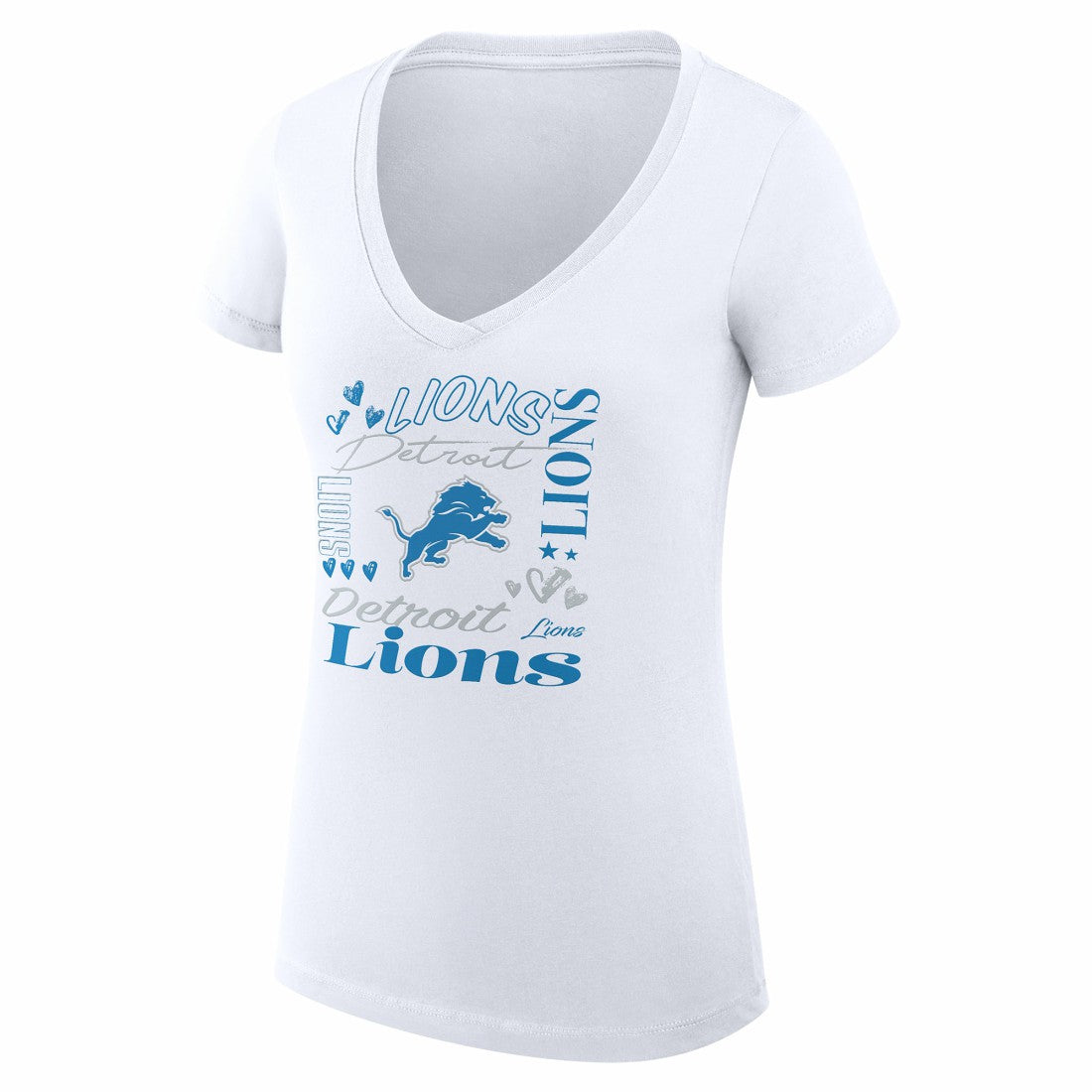 Detroit Lions G-III 4Her by Carl Banks Women's Super-Slim Fit Lightweight Collage Team V-Neck T-Shirt - White cheap