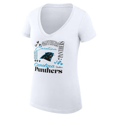 Carolina Panthers G-III 4Her by Carl Banks Women's Super-Slim Fit Lightweight Collage Team V-Neck T-Shirt - White online