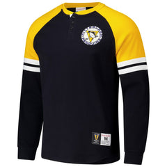 Pittsburgh Penguins Mitchell & Ness Thermal Henley Long Sleeve T-Shirt - Black T-shirts