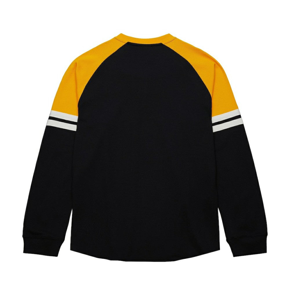 Boston Bruins Mitchell & Ness Thermal Henley Long Sleeve T-Shirt - Black T-shirts