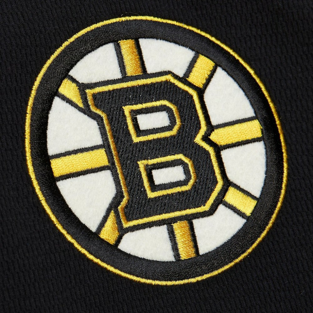 Boston Bruins Mitchell & Ness Thermal Henley Long Sleeve T-Shirt - Black T-shirts