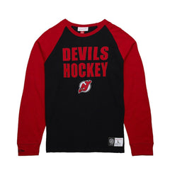 New Jersey Devils Mitchell & Ness Legendary Slub Raglan Long Sleeve T-Shirt - Black/Red T-shirts