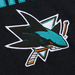 San Jose Sharks Mitchell & Ness Legendary Slub Raglan Long Sleeve T-Shirt - Black/Teal T-shirts