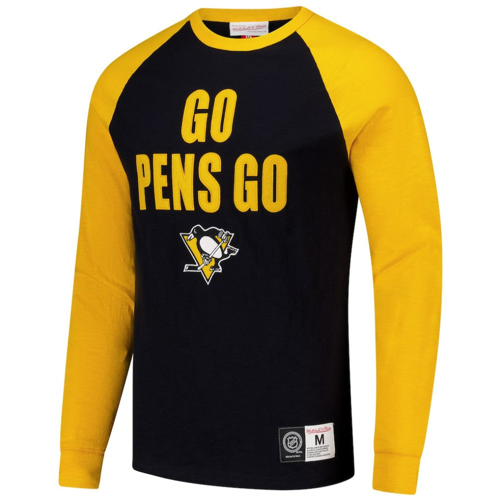Pittsburgh Penguins Mitchell & Ness Legendary Slub Raglan Long Sleeve T-Shirt - Black/Gold T-shirts