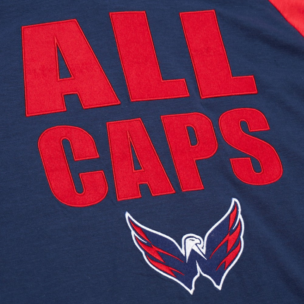 Washington Capitals Mitchell & Ness Legendary Slub Raglan Long Sleeve T-Shirt - Navy/Red T-shirts