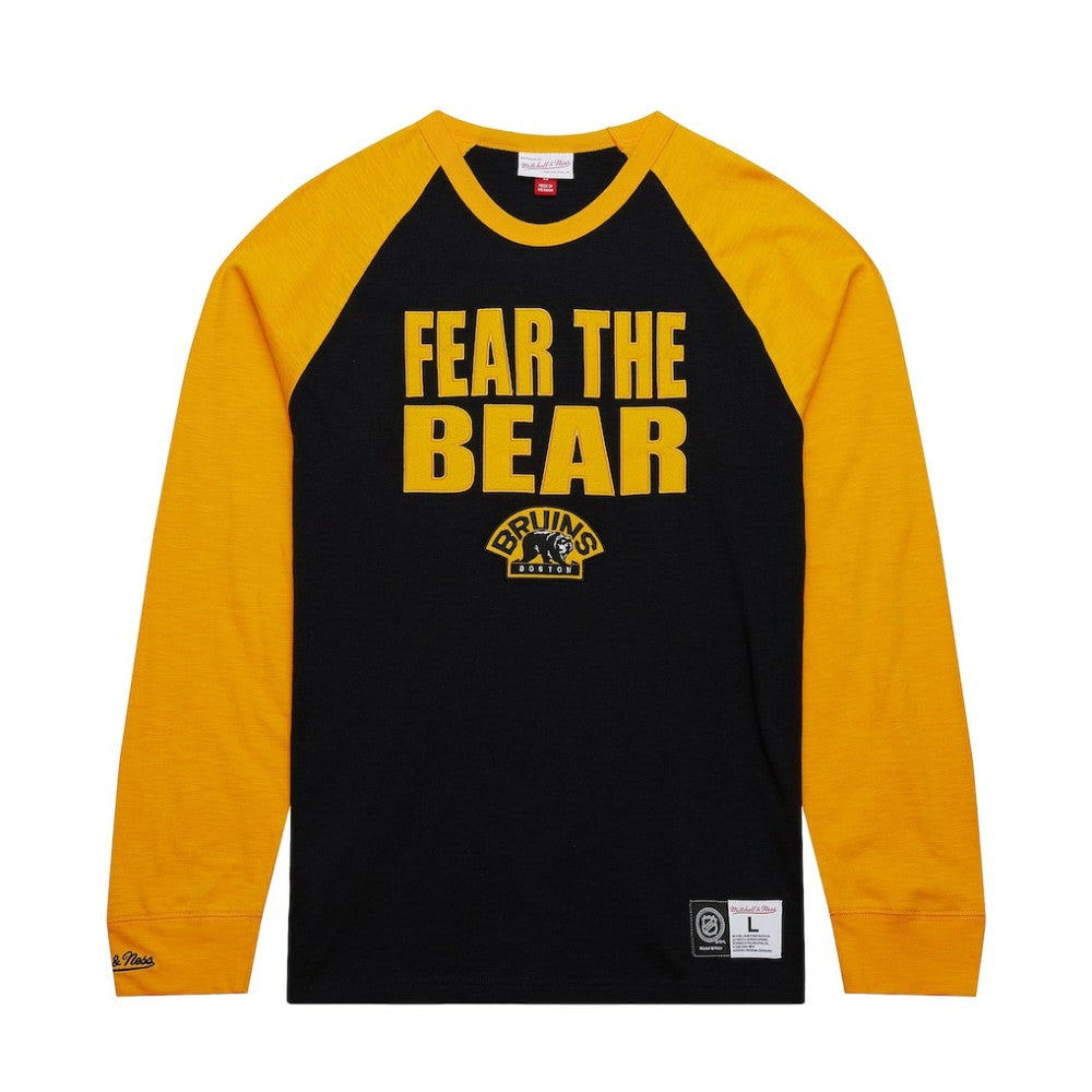 Boston Bruins Mitchell & Ness Legendary Slub Raglan Long Sleeve T-Shirt - Black/Gold T-shirts