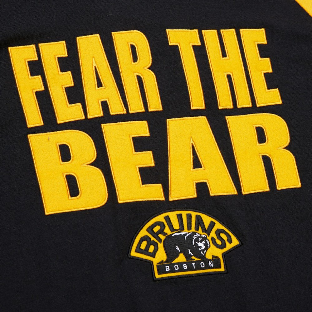 Boston Bruins Mitchell & Ness Legendary Slub Raglan Long Sleeve T-Shirt - Black/Gold T-shirts