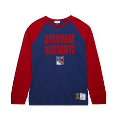 New York Rangers Mitchell & Ness Legendary Slub Raglan Long Sleeve T-Shirt - Blue/Red T-shirts