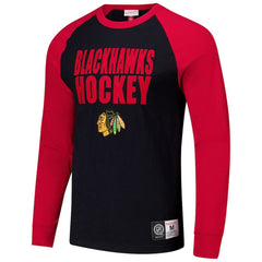 Chicago Blackhawks Mitchell & Ness Legendary Slub Raglan Long Sleeve T-Shirt - Black/Red T-shirts