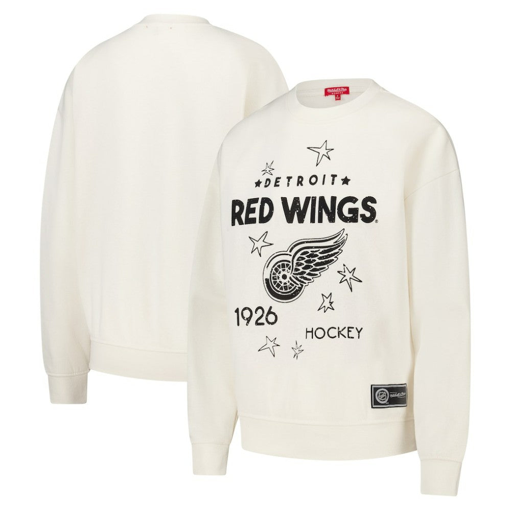 Detroit Red Wings Mitchell & Ness Women's Logo 3.0 Pullover Sweatshirt - Cream Sweatshirts
