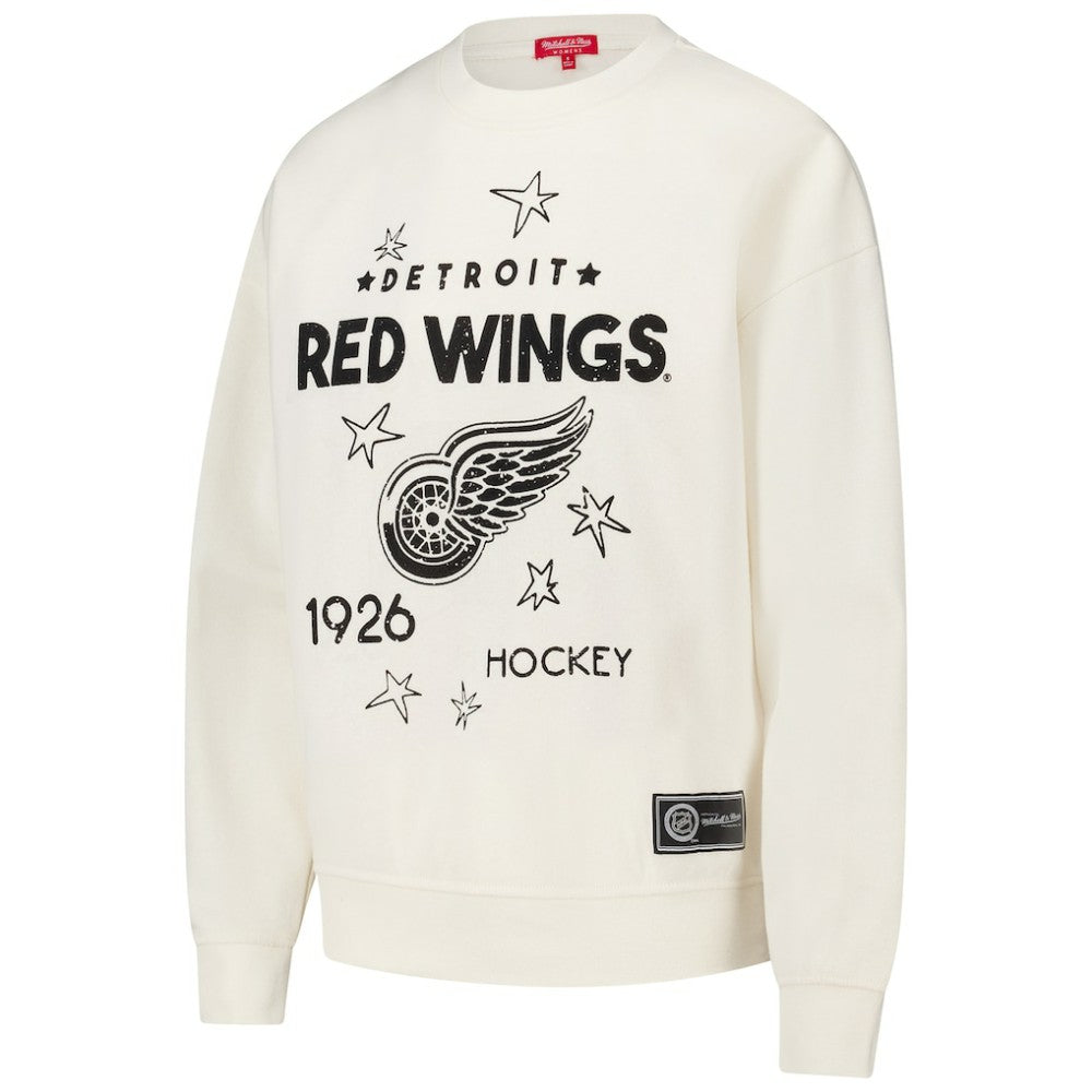 Detroit Red Wings Mitchell & Ness Women's Logo 3.0 Pullover Sweatshirt - Cream Sweatshirts
