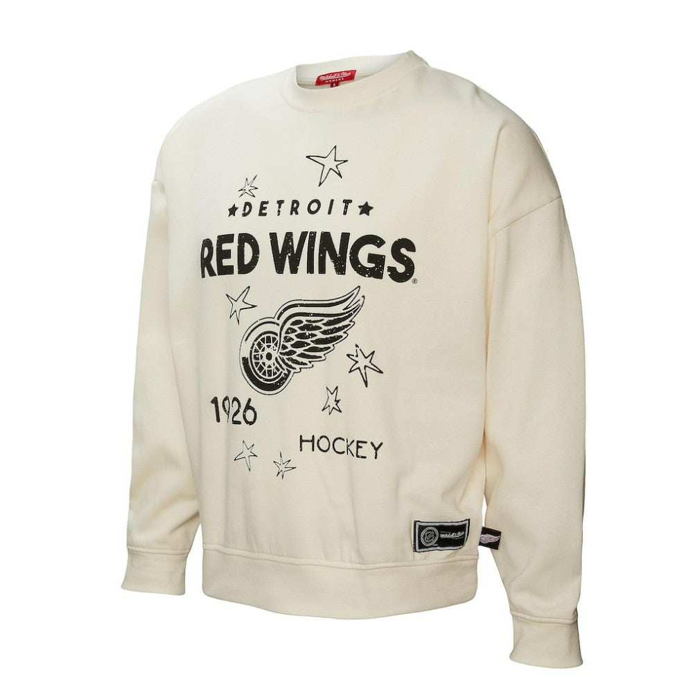 Detroit Red Wings Mitchell & Ness Women's Logo 3.0 Pullover Sweatshirt - Cream Sweatshirts