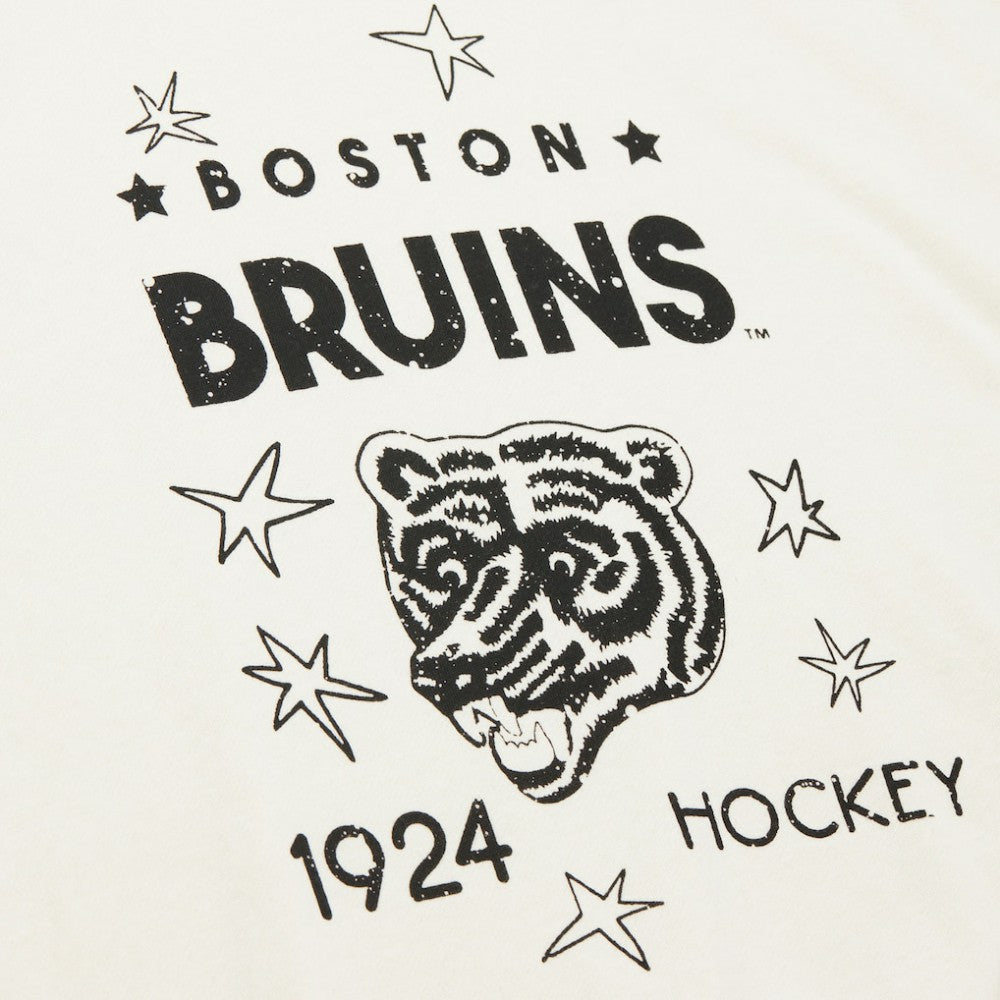 Boston Bruins Mitchell & Ness Women's Logo 3.0 Pullover Sweatshirt - Cream Sweatshirts