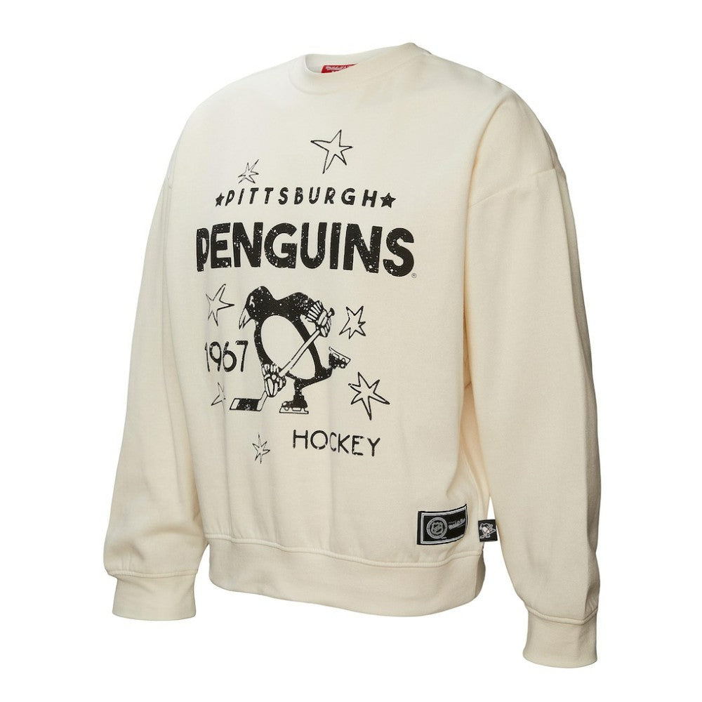 Pittsburgh Penguins Mitchell & Ness Women's Logo 3.0 Pullover Sweatshirt - Cream Sweatshirts
