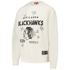Chicago Blackhawks Mitchell & Ness Women's Logo 3.0 Pullover Sweatshirt - Cream Sweatshirts