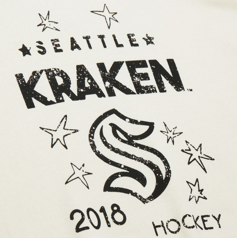 Seattle Kraken Mitchell & Ness Women's Logo 3.0 Pullover Sweatshirt - Cream Sweatshirts