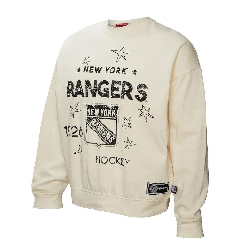 New York Rangers Mitchell & Ness Women's Logo 3.0 Pullover Sweatshirt - Cream Sweatshirts