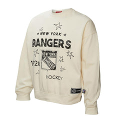 New York Rangers Mitchell & Ness Women's Logo 3.0 Pullover Sweatshirt - Cream Sweatshirts